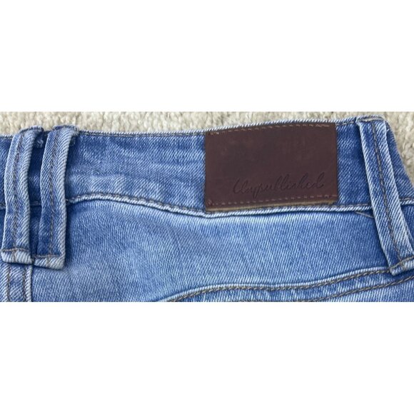 Anthropologie Unpublished Raw Edge Hem Cropped Medium Wash Jeans Size 25 - Picture 3 of 9